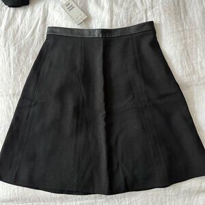 NWT! COS A-Line Skirt w/ Faux Leather Waist Trim, Black Size 8